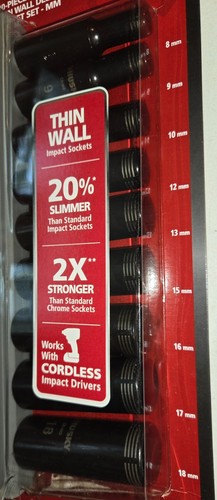 Husky 3/8" Drive Thin Wall 10 Piece Metric Deep Impact Socket Set 1003 433 675 - Picture 4 of 8