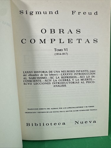 SIGMUND FREUD OBRAS COMPLETAS TOMO 1 -9 (9 Volumes) Biblioteca Nueva Spanish PB - Picture 12 of 17
