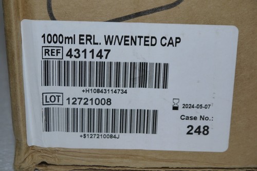 Corning 431147 Erlenmeyer Flask 1L 1000mL w/Vented Cap Polycarbonate 25 Case New - Picture 2 of 3
