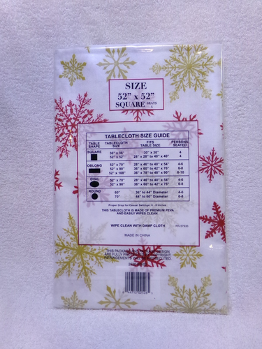 Better Home Christmas 52"x52" Square Tablecloth Peva Flannel Back Tablecloth - Picture 5 of 8