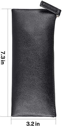 MROCO Pencil Case Pencil Pouch Black Pencil Bag PU Leather Pen Case Small - Bild 3 von 6