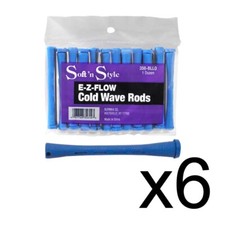 ST-356-BLLO BEAUTY SALON COLD WAVE HAIR PERM RODS - 1 DOZEN BLUE LONG 6 PACK