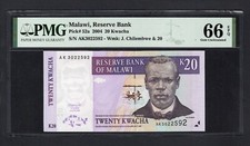 Malawi 20 Kwacha 2004 P52a Uncirculated Graded 66