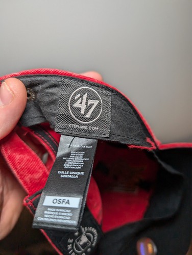 Miami Marlins 47 Brand Red Acid Washed Strapback Adjustable Hat Cap - Picture 4 of 5