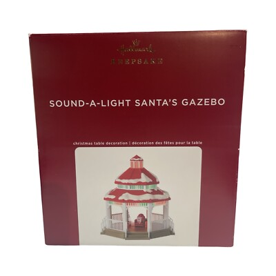 #ad #ad 2020 Hallmark Sound A Light Santa#x27;s Gazebo Tabletop Christmas Table Decoration $61.59