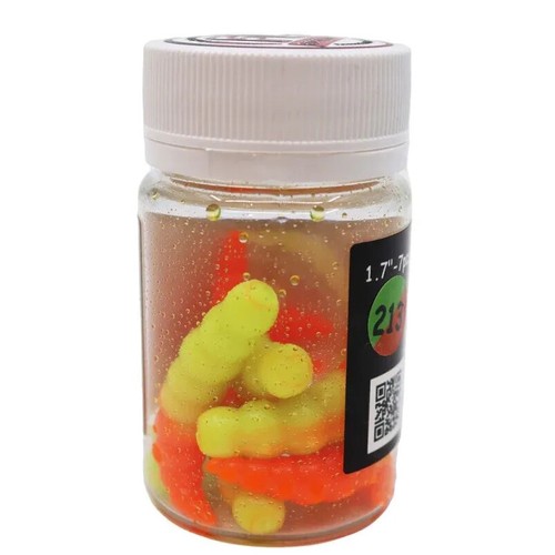 Cebos de gusano de pesca trucha de área plástico UV FL grandes junior bicolores de 1,7 pulgadas - Imagen 55 de 82