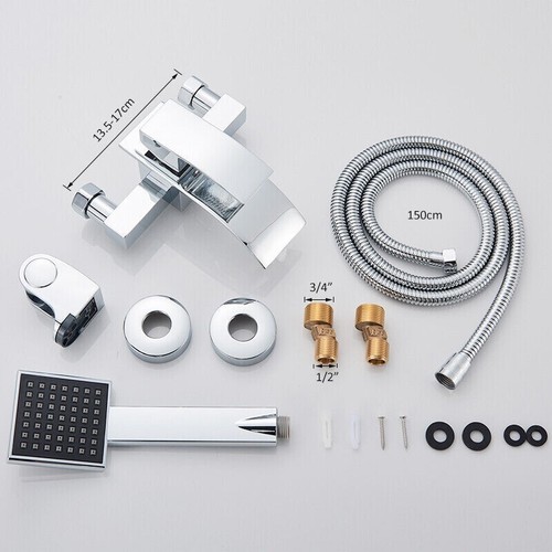 Chrom Badewannenarmatur Handbrause Wasserfall Badewanne Duschset Mischbatterie - Bild 12 von 12