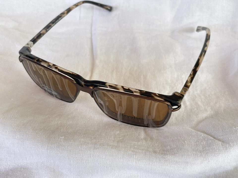 Revolution Eyeglasses Frame LAMAR BRN 56-17-140 Brown w/sunclip Full Rim - Image 3 of 4