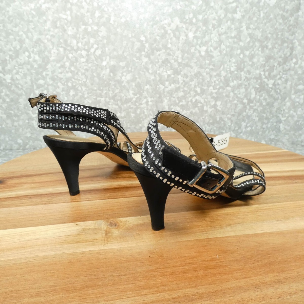 Escarpins Noirs Antonio Melani à Brides - Taille 8M - Talons Aiguilles - Occasion