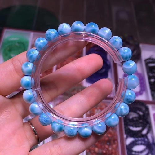 Genuine Natural Larimar Crystal Round Stone Bead Women Stretch Bracelet 8mm - Picture 2 of 6