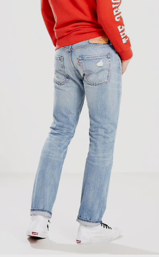 Hombre Levi's 501 Ajuste Original No Elástico Azul Desgarrado Pierna Recta Botón Mosca - Imagen 3 de 3