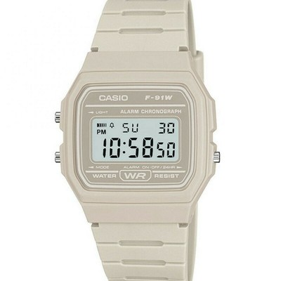 Orologio CASIO Uomo Donna Vintage F-91WC-8AEF Bianco Beige Unisex Digitale  | eBay
