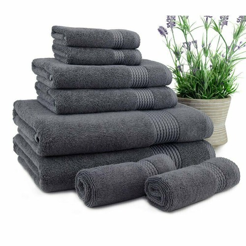 8-teiliges Handtuch-Set 100 % ägyptische Baumwolle weich & hoch saugfähig Gesicht Handbadetücher - Bild 14 von 28
