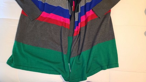 Manga larga para mujer Jersey Cardigan a rayas abierto Lili's Closet Small - Imagen 7 de 7