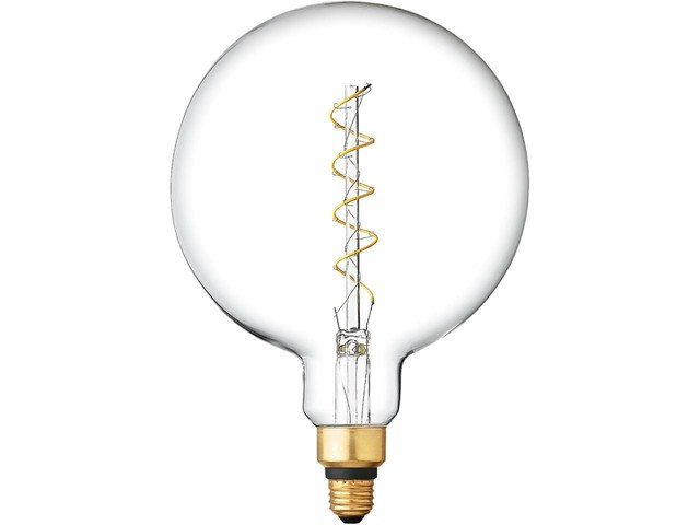 GE LED 6.5w Large Vintage Clear Finish Globe G63 Spiral