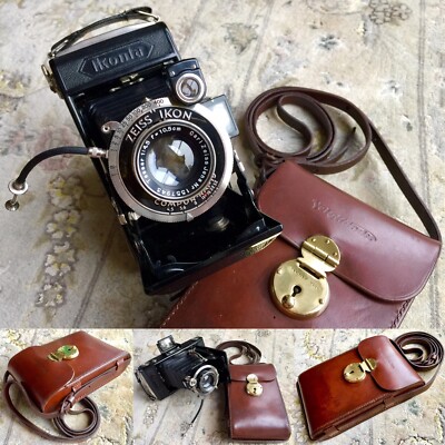 Superb Antique Zeiss Ikon Compur Rapid Camera With Hand Stitched