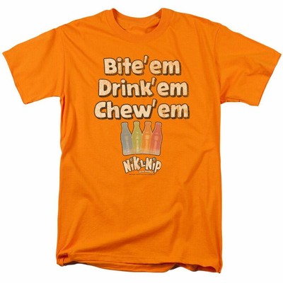 Dubble Bubble Bite Drink Chew T Shirt Mens Licensed Wax Gum Candy Orange