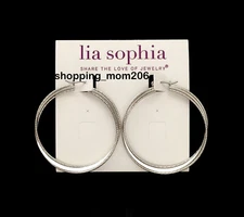 Lia Sophia "Jinx” Silver Tone Hoop Earrings - HTF