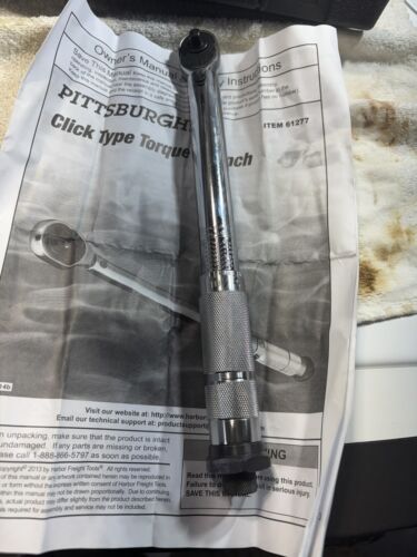 Pittsburgh Pro 1/4 Torque Wrench Click Type Appears New w All Papers Hard Case! - Picture 6 of 18