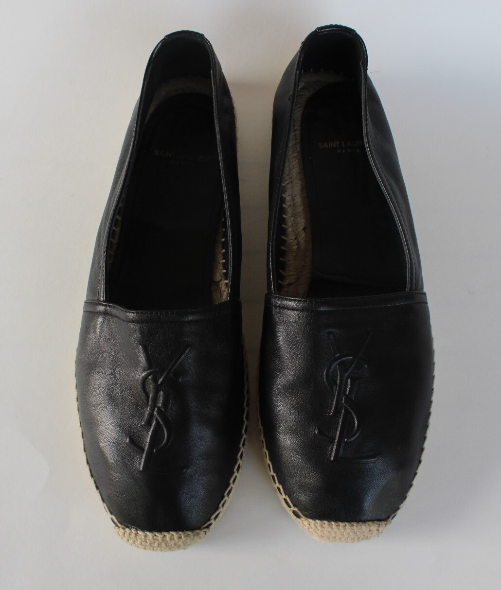 Espadrille logo Saint Laurent YSL taglia 40 US 10 in pelle nera