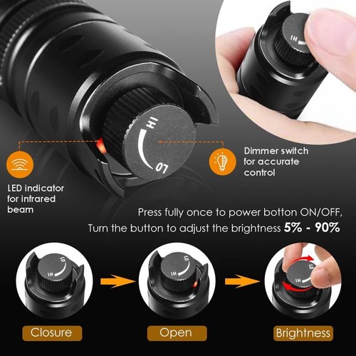 UF 2002D 940 nm IR Taschenlampe Fresnellinse LED Hutning Taschenlampe Zoom Illuminator USA - Bild 3 von 12