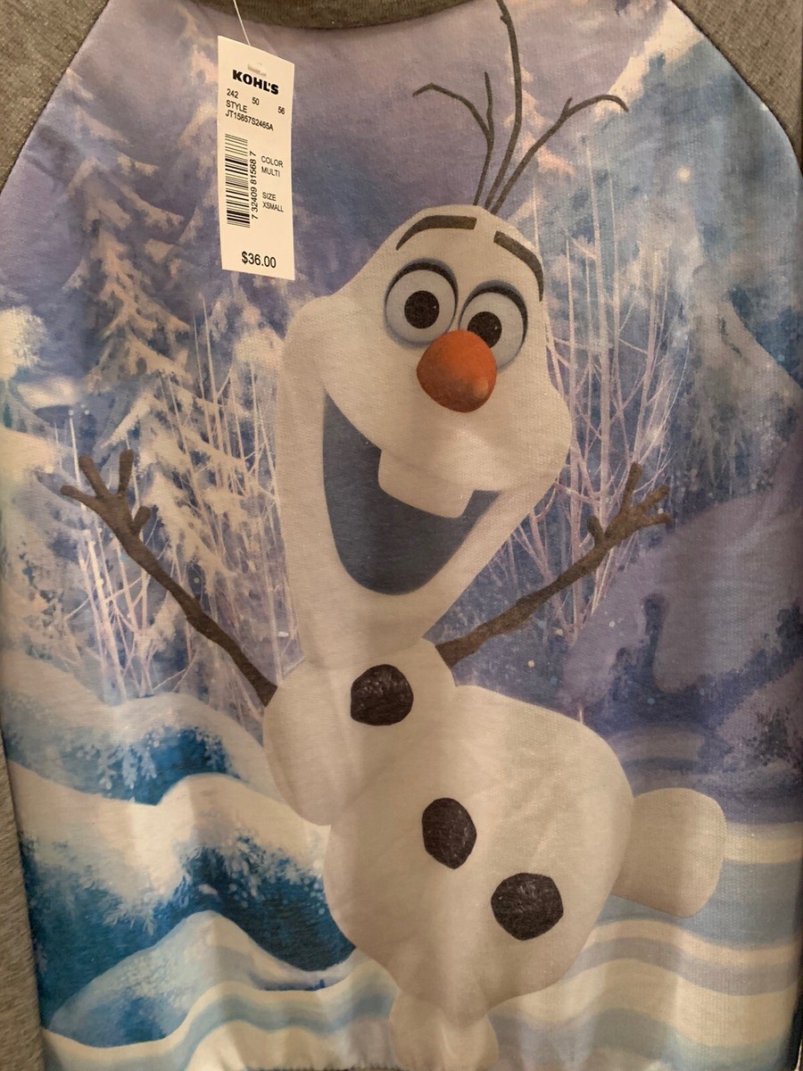 Disney Frozen Olaf Women's X-Small Grey Pullover Sweatshirt Pajama