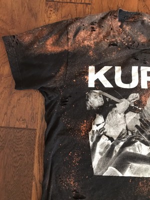 T-shirt Kurt Cobain Nirvana Grunge Usé - Effet Détruit, Délavé, Taché, Taille L, Noir, 100% Coton - Occasion Très Bon état