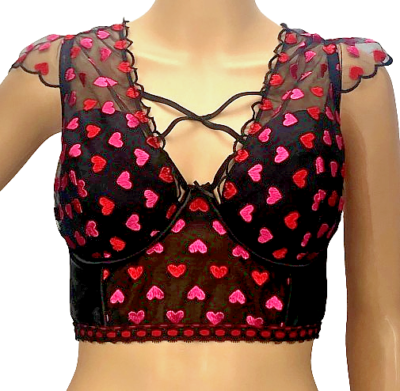 VICTORIA'S SECRET DREAM ANGELS HEART EMBROIDERED CAP SLEEVE CORSET