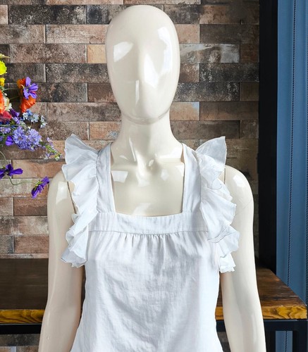 Prada Vintage Womens Muslin Ruffle Blouse in Double Layer Fabric 40IT - Picture 7 of 17