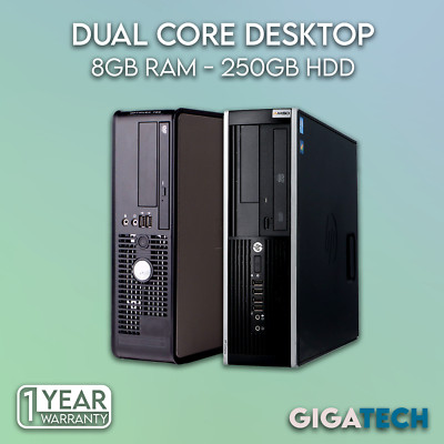 HP/Dell Windows 10 Dual Core Desktop Tower   8 GB RAM   250 GB HDD WLAN Dongle