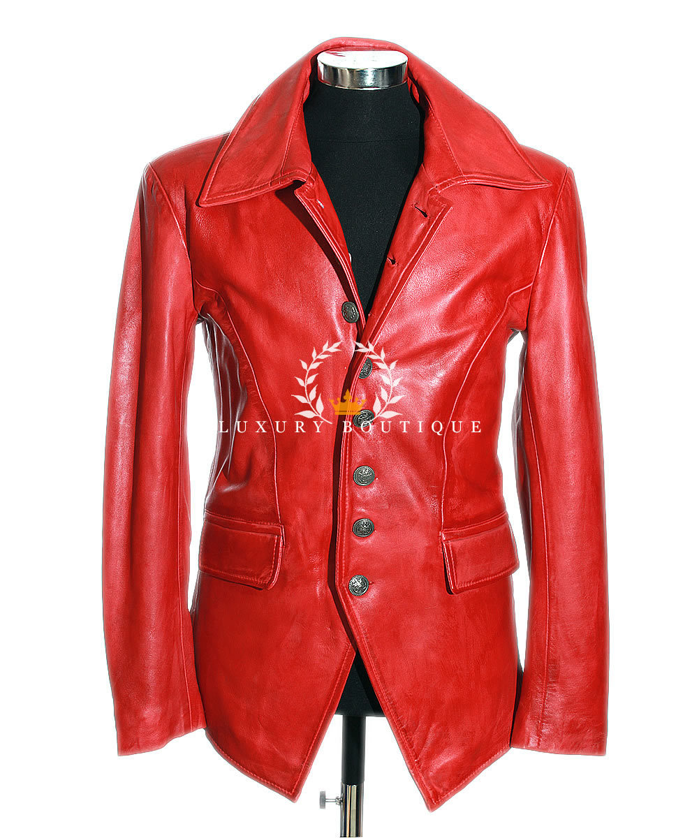 Lucifer Rojo Encerado Hombre Gótico Estilo Inteligentes Cuero De