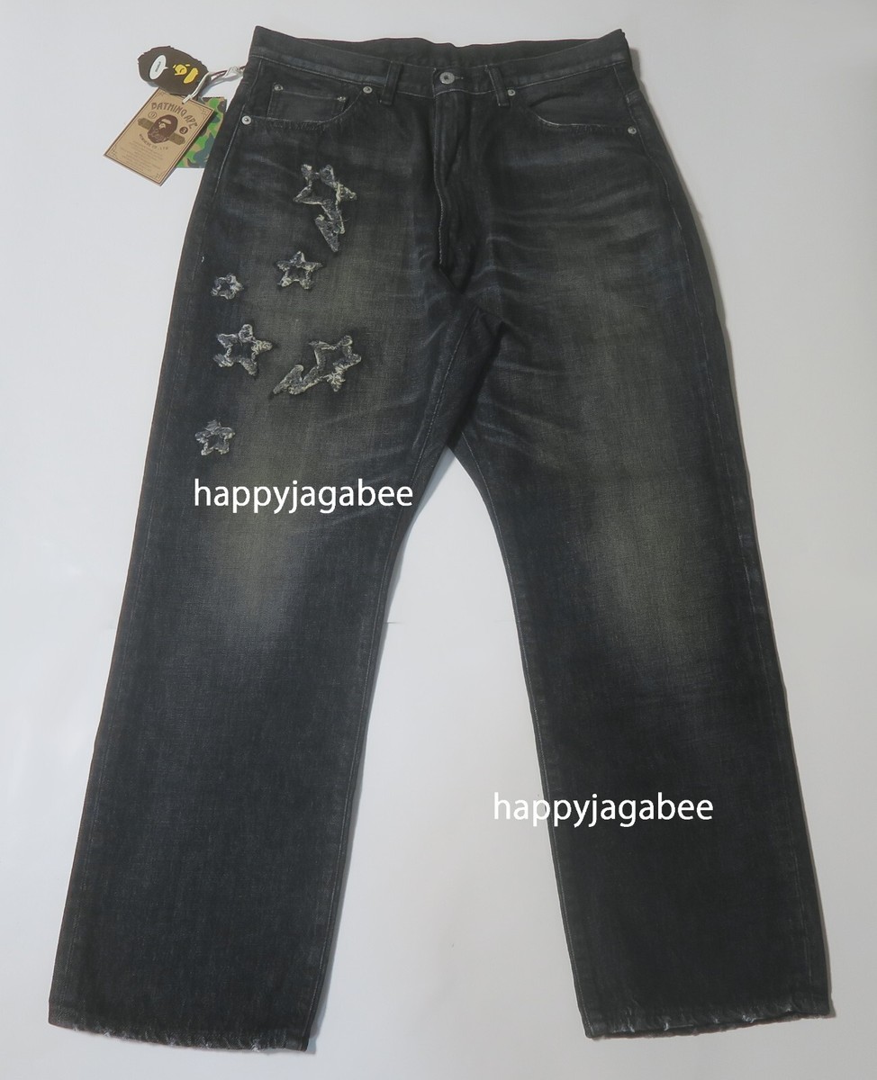 A BATHING APE × 9090 \"PATCH JEANS\" A Bathing Ape BAPE 9090 Patch Distressed Jeans M Denim No