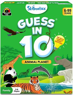 Skillmatics Guess in 10 Animal Planet Card Game 2-6 Players ~ NEW, Sealed! 