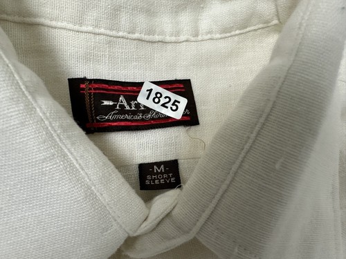 Vintage 70s Arrow Shirt Men M Slim Dagger Collar Retro Beach Pool Outdoors Ivory - Picture 18 of 18