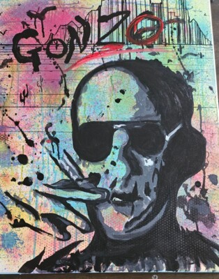  Original Canvas ART Hunter S. Thompson Fear and Loathing Print Abstract 24 X 30