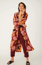 NWT We The Free People Niya Floral Duster Size Small Raspberry Combo Maxi Jacket