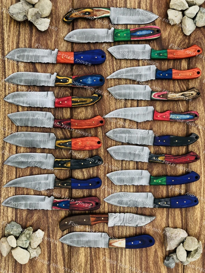 Lot of 50 Custom Handmade Damascus Steel 8" Full Tang Skinner Hunting Knifes USA - Image 4 of 4