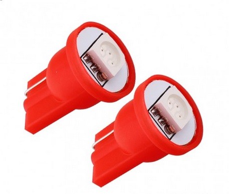 192 194 W5W 168 Xenon Brand New 2 Pcs Red T10 1-SMD Wedge 5050 LED Light Bulbs - Picture 2 of 4