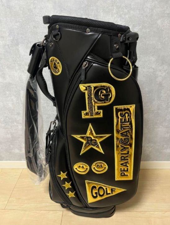 ☆PEARLY GATES ブラックペイントゴルフバッグ☆ PEARLY GATES ERIKA HARA 2022 AUTUMN LIMITED Caddy Bag Unisex Golf
