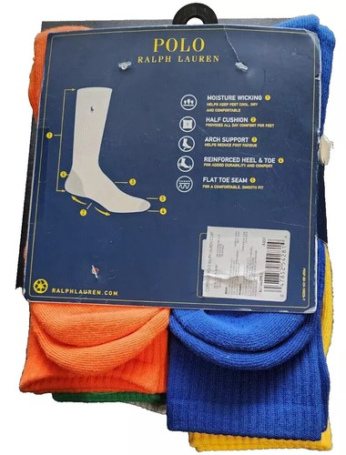 Polo Ralph Lauren Men’s Outline Crew Socks 6-Pack Size 10- 13 Holiday SALE!! NWT - Picture 7 of 18