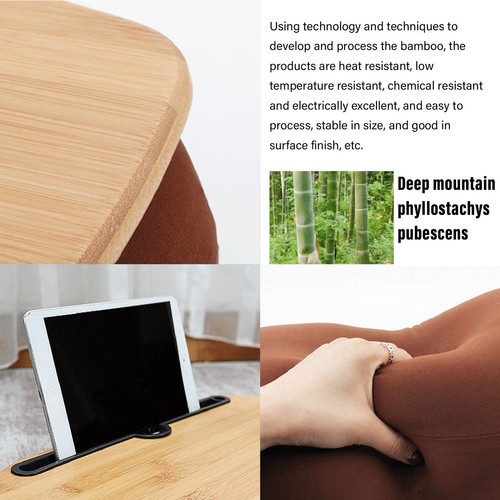 Escritorio para computadora portátil de madera de bambú para computadora portátil de hasta 15,6 pulgadas con almohada ajuste de cushi - Imagen 5 de 24