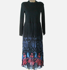 Mint Velvet Black Maxi Dress UK 12 Funnel Neck Long Sleeve Crinkle Skirt