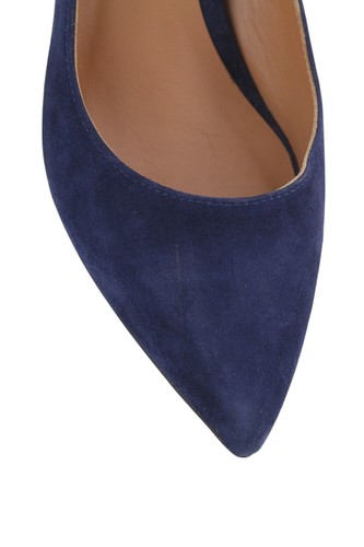 EMPORIO ARMANI Women Heels EU37 Blue Suede Leather Pointed Toe Buckle Closure - Picture 10 of 11