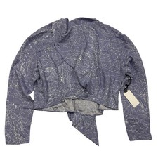 NWT ASTR The Label Purple Cropped Flowy Blouse Long Sleeve Sz M Flaws *