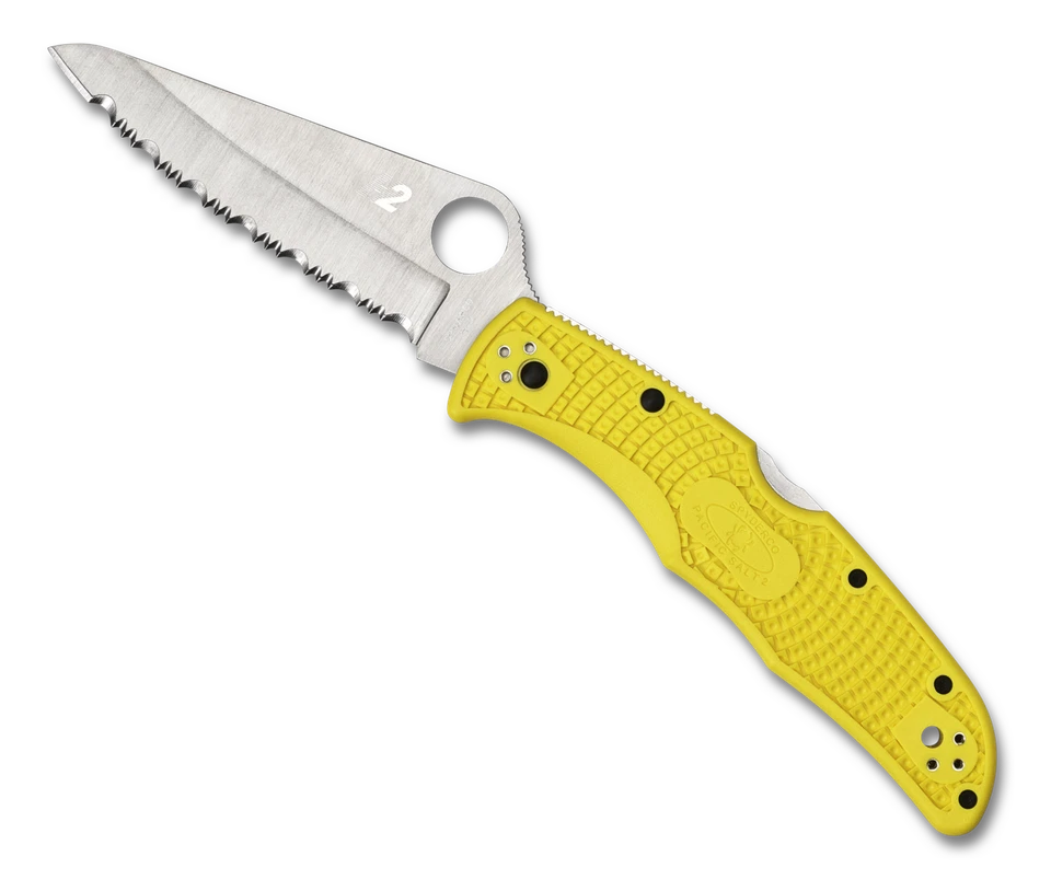 Spyderco Knives Pacific Salt 2 Lockback Yellow FRN Serrated H2 Stainless C91SYL2 - Image 3 of 4