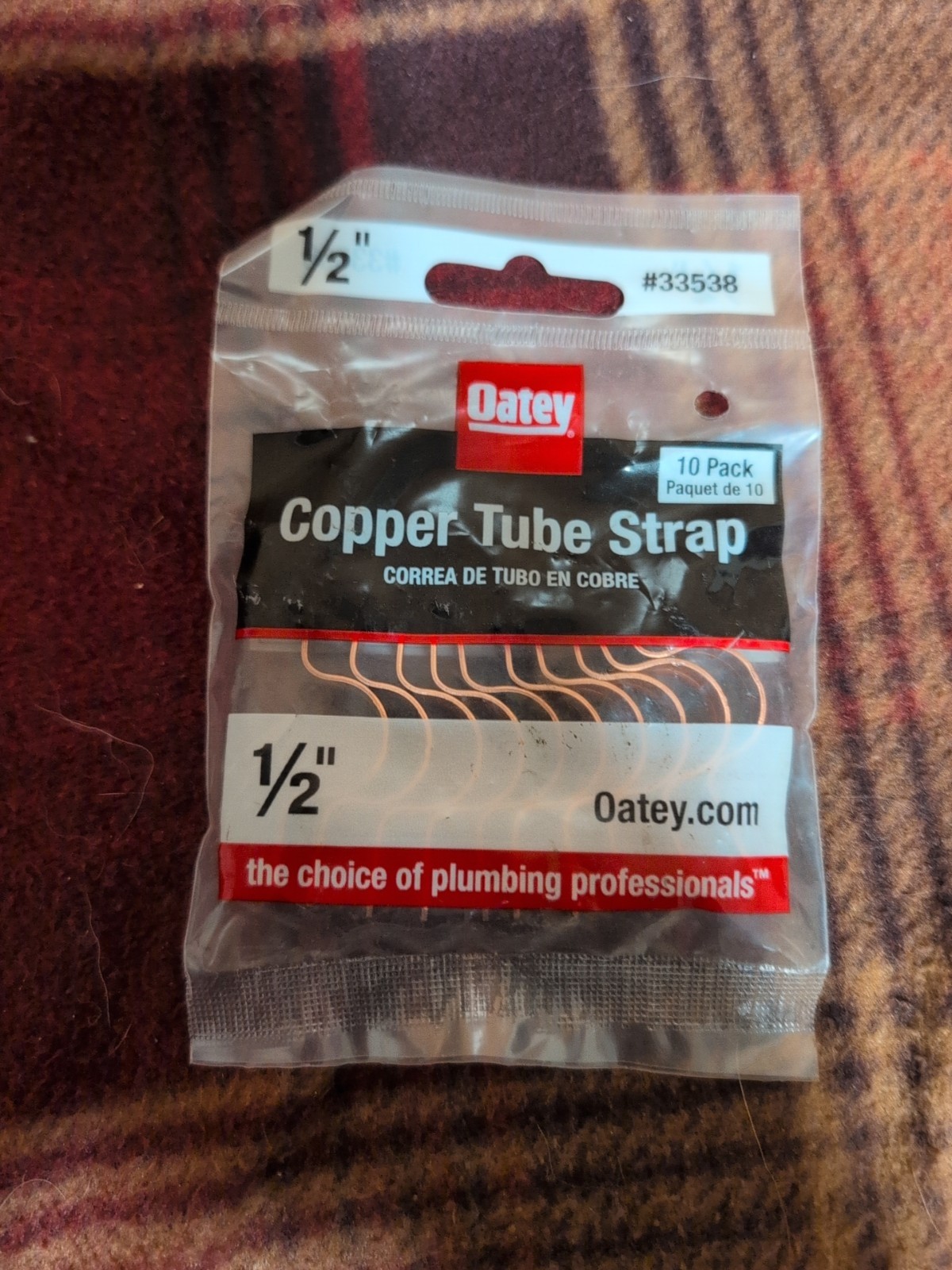 Oatey 1/2-in Copper Tube Strap 2 Hole 10-Pack Plumbing Accessories 33538