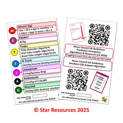 STAR RESOURCES WETFLAG ID Badge Card | Paramedic Flashcard | Maternity Midwife Paediatric