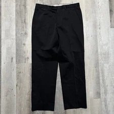Ermenegildo Zegna Pants Mens 36 Black Cotton Stretch Chino Dress Trousers