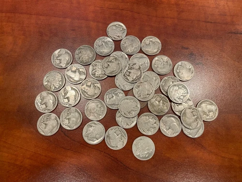 40 Buffalo Nickels - Dates Unreadable - 35% Silver