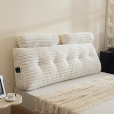 Triangular Headboard Wedge Pillow with 2 Cylindrical Pillows and Memory Foam ...